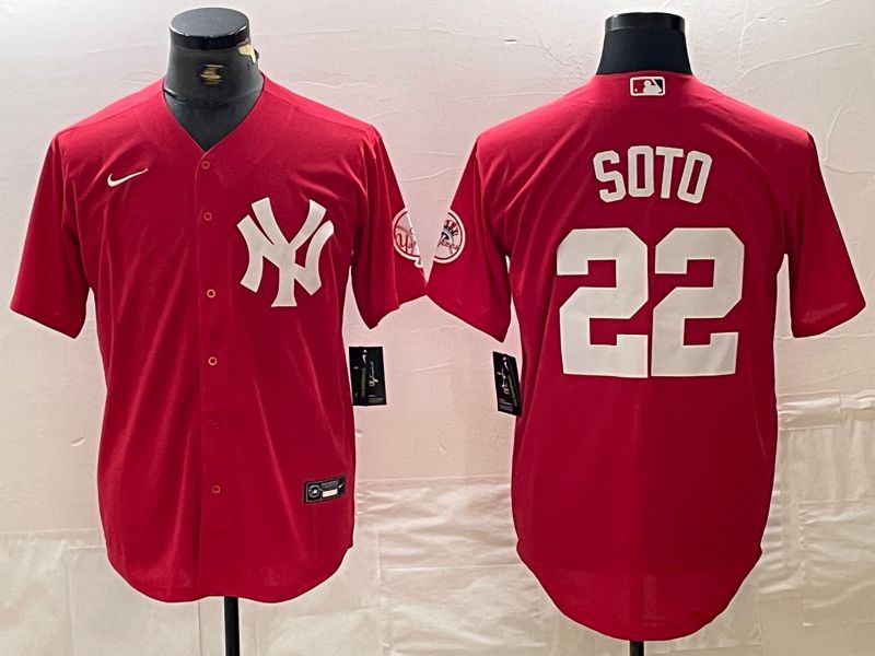 Men New York Yankees #22 Soto Red joint name Nike 2024 MLB Jersey style 1